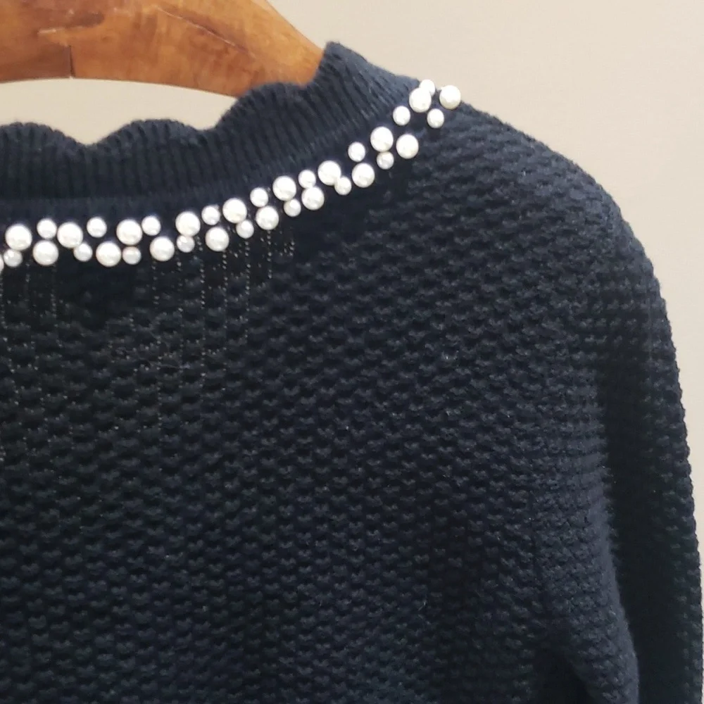 Nwt medium House of Harlow black sweater with pearls - Picture 10 of 15